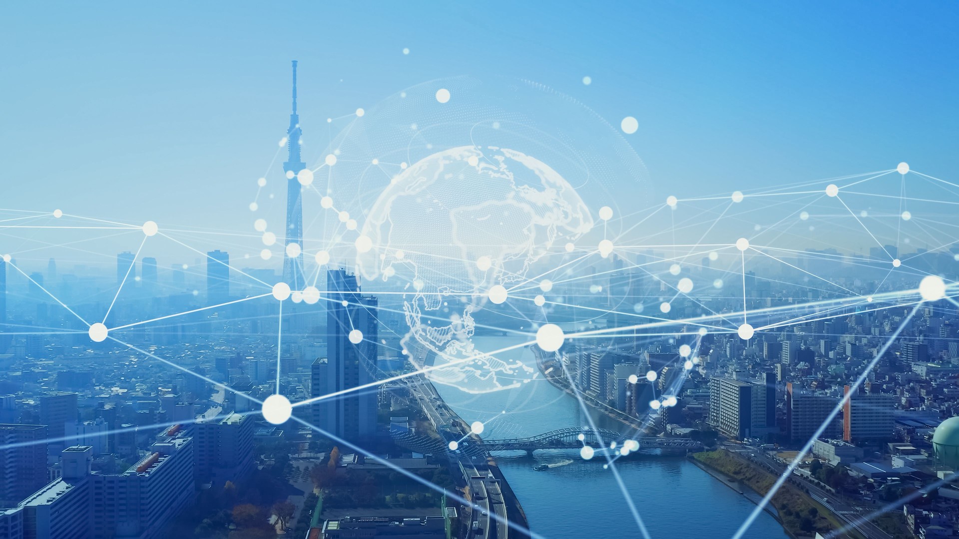 Global communication network concept. Digital transformation.